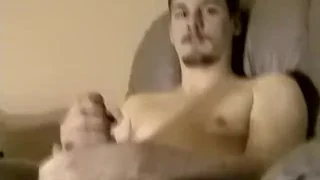 Amateur jock Blaze tugging his big cock to cum solo