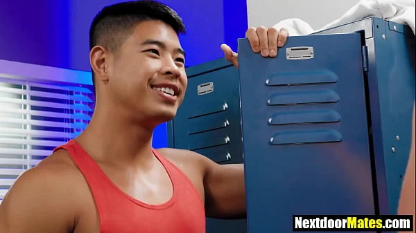 Asian jock fucked by big cock friend