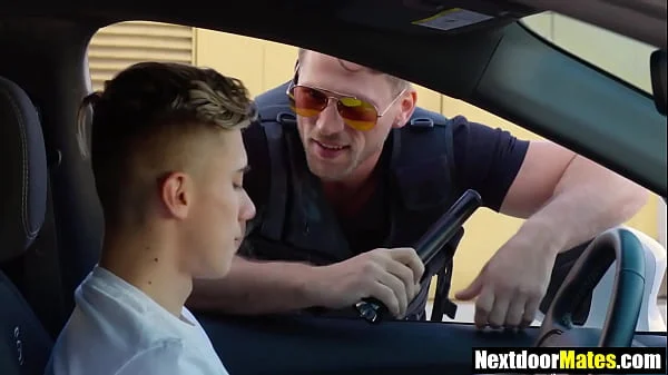 Gay policeman caught him jerking off in public & fucked him