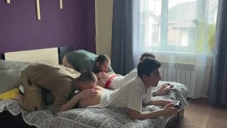 Together with my stepfather, I fuck my console-playing friends