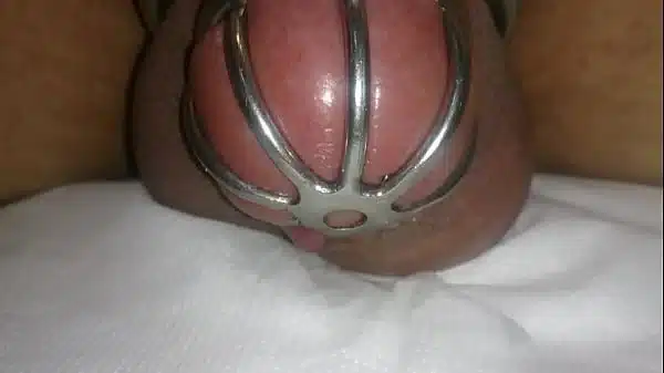 cumming in chastity device