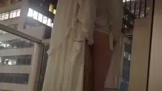 College Teens Balcony Bareback Fuck with Facial